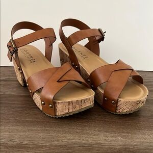 NIB Journee Collection Valentina Tan Platform Sandals Size 7.5